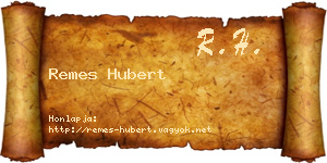 Remes Hubert névjegykártya